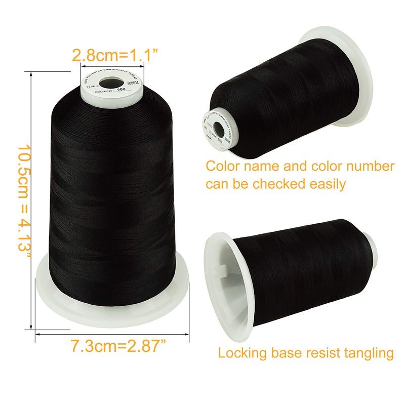 Simthread - 33 Selections - Various Assorted Color Packs of Polyester Gray Embroidery Machine Thread Huge Spool 5500Y for All Purpose Sewing Embroidery Machines - Essential Color 3 - Image 5